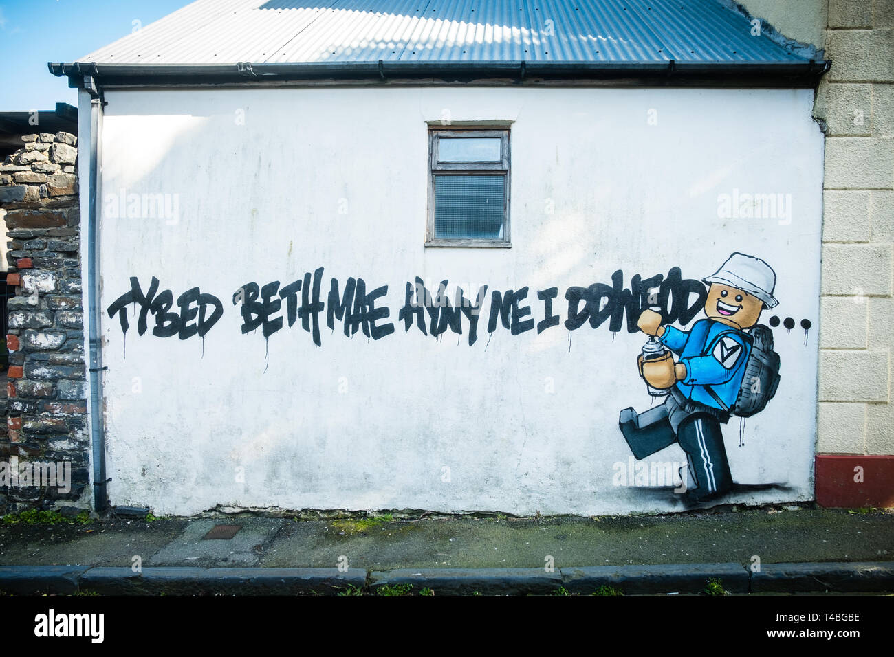 Welsh language Graffiti by James Ame Ame72 (The `Lego Guy) on walls